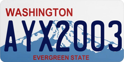 WA license plate AYX2003