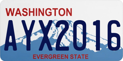WA license plate AYX2016