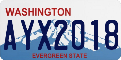 WA license plate AYX2018