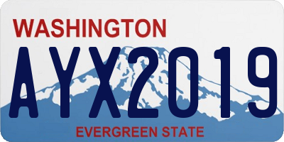 WA license plate AYX2019