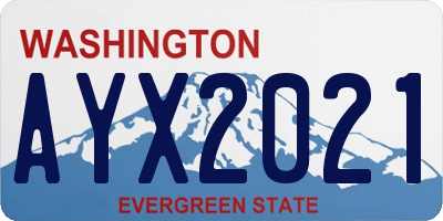 WA license plate AYX2021