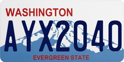 WA license plate AYX2040