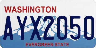 WA license plate AYX2050