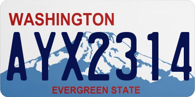 WA license plate AYX2314