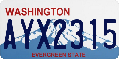 WA license plate AYX2315