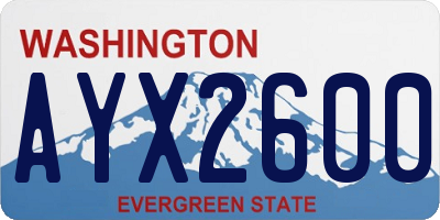 WA license plate AYX2600