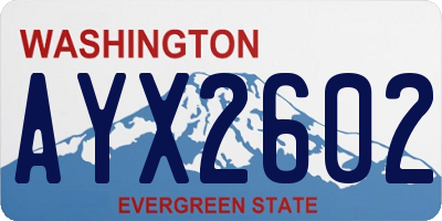 WA license plate AYX2602