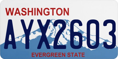 WA license plate AYX2603