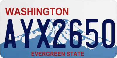 WA license plate AYX2650