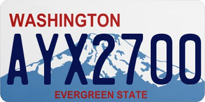 WA license plate AYX2700