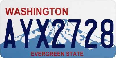 WA license plate AYX2728