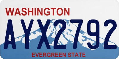 WA license plate AYX2792