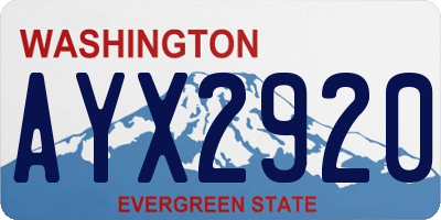 WA license plate AYX2920