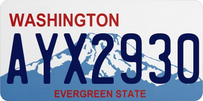 WA license plate AYX2930