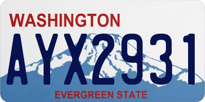 WA license plate AYX2931