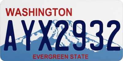 WA license plate AYX2932