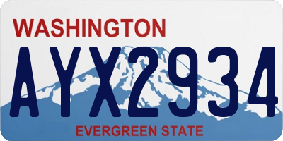 WA license plate AYX2934