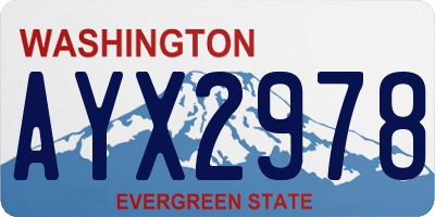 WA license plate AYX2978