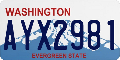 WA license plate AYX2981