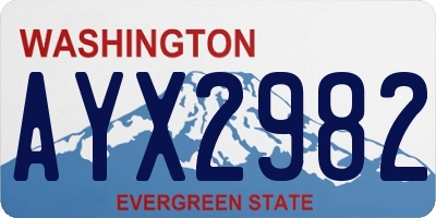 WA license plate AYX2982