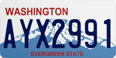 WA license plate AYX2991