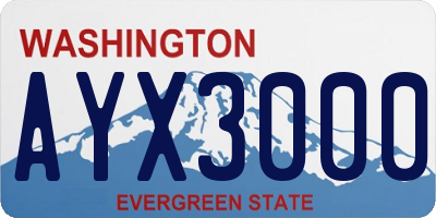 WA license plate AYX3000