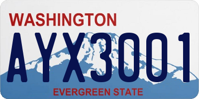 WA license plate AYX3001