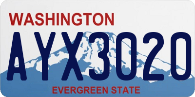 WA license plate AYX3020