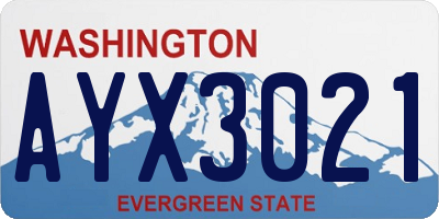 WA license plate AYX3021