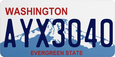 WA license plate AYX3040