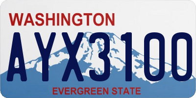 WA license plate AYX3100