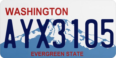 WA license plate AYX3105