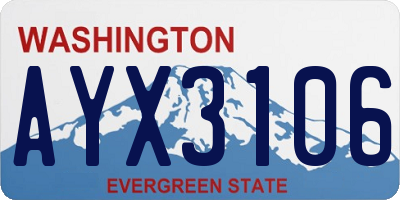 WA license plate AYX3106