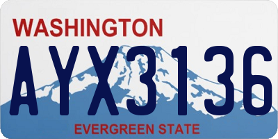 WA license plate AYX3136