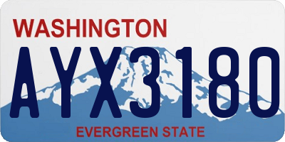 WA license plate AYX3180