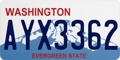 WA license plate AYX3362