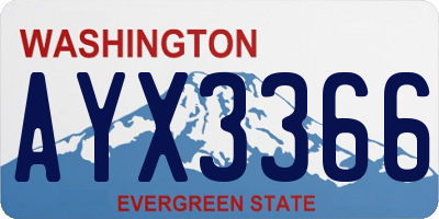 WA license plate AYX3366