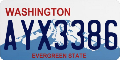 WA license plate AYX3386