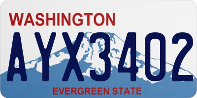 WA license plate AYX3402