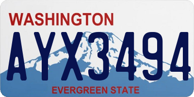 WA license plate AYX3494