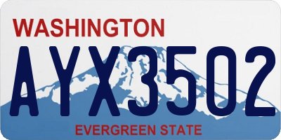 WA license plate AYX3502