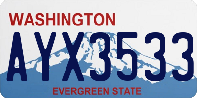 WA license plate AYX3533