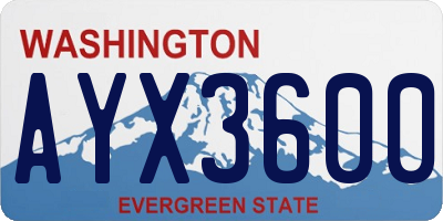 WA license plate AYX3600