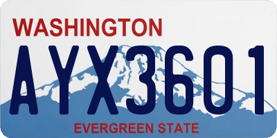 WA license plate AYX3601