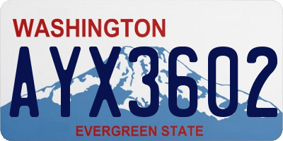 WA license plate AYX3602