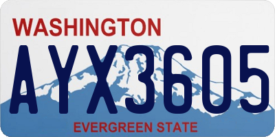 WA license plate AYX3605