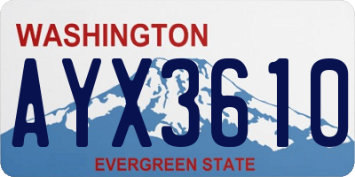 WA license plate AYX3610