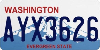 WA license plate AYX3626