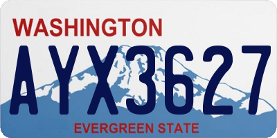 WA license plate AYX3627