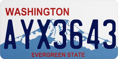 WA license plate AYX3643